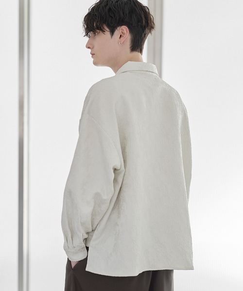 ETELIO（エテリオ）の「総柄ジャガードリラクシングシャツ（シャツ/ブラウス・メンズ・チャコール/ホワイト/ブラック/ワイン・S/M/L/XL）」の8枚目の写真