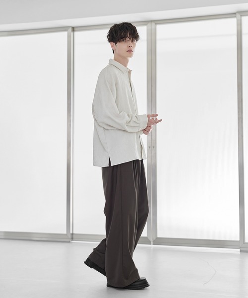 ETELIO（エテリオ）の「総柄ジャガードリラクシングシャツ（シャツ/ブラウス・メンズ・チャコール/ホワイト/ブラック/ワイン・S/M/L/XL）」の13枚目の写真