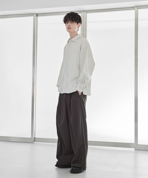 ETELIO（エテリオ）の「総柄ジャガードリラクシングシャツ（シャツ/ブラウス・メンズ・チャコール/ホワイト/ブラック/ワイン・S/M/L/XL）」の14枚目の写真