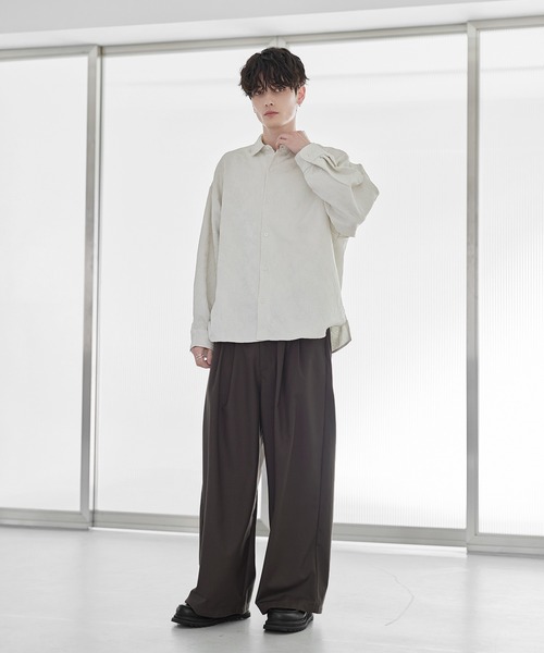 ETELIO（エテリオ）の「総柄ジャガードリラクシングシャツ（シャツ/ブラウス・メンズ・チャコール/ホワイト/ブラック/ワイン・S/M/L/XL）」の10枚目の写真