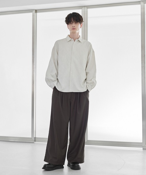 ETELIO（エテリオ）の「総柄ジャガードリラクシングシャツ（シャツ/ブラウス・メンズ・チャコール/ホワイト/ブラック/ワイン・S/M/L/XL）」の11枚目の写真