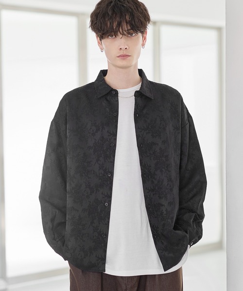 ETELIO（エテリオ）の「総柄ジャガードリラクシングシャツ（シャツ/ブラウス・メンズ・チャコール/ホワイト/ブラック/ワイン・S/M/L/XL）」の15枚目の写真