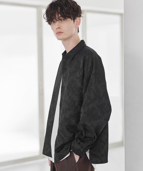 ETELIO（エテリオ）の「総柄ジャガードリラクシングシャツ（シャツ/ブラウス・メンズ・チャコール/ホワイト/ブラック/ワイン・S/M/L/XL）」の16枚目の写真