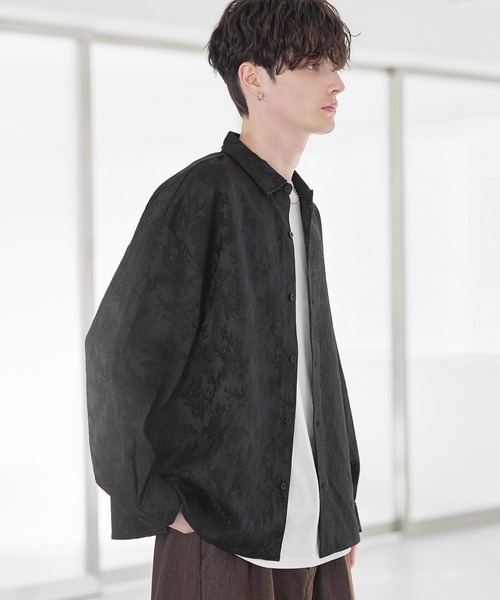 ETELIO（エテリオ）の「総柄ジャガードリラクシングシャツ（シャツ/ブラウス・メンズ・チャコール/ホワイト/ブラック/ワイン・S/M/L/XL）」の19枚目の写真