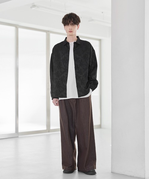 ETELIO（エテリオ）の「総柄ジャガードリラクシングシャツ（シャツ/ブラウス・メンズ・チャコール/ホワイト/ブラック/ワイン・S/M/L/XL）」の20枚目の写真