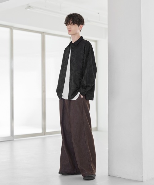 ETELIO（エテリオ）の「総柄ジャガードリラクシングシャツ（シャツ/ブラウス・メンズ・チャコール/ホワイト/ブラック/ワイン・S/M/L/XL）」の21枚目の写真