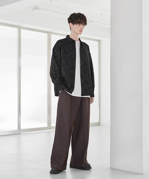 ETELIO（エテリオ）の「総柄ジャガードリラクシングシャツ（シャツ/ブラウス・メンズ・チャコール/ホワイト/ブラック/ワイン・S/M/L/XL）」の22枚目の写真