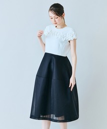 Audie a Muses（オーディアミューズ）の「リボン付き異素材ワンピース（ワンピース）」