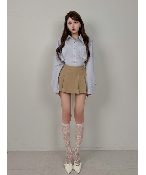 Darich(ダーリッチ)の「ワイドプリーツミニスカート(スカート・レディース・ベージュ/ピンク/ブラック/アイボリー/グレー・M/S)」の22枚目の写真