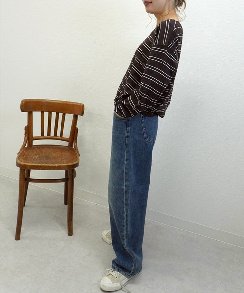 gossara（ゴサラ）の「【秋まで使える】Vネックリネン混プルオーバー（Tシャツ/カットソー・レディース・オフホワイト/ネイビー/ブラウン・FREE）」の16枚目の写真