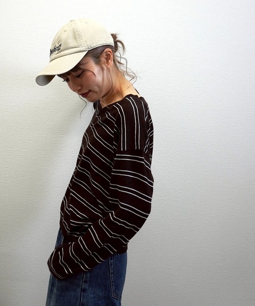gossara（ゴサラ）の「【秋まで使える】Vネックリネン混プルオーバー（Tシャツ/カットソー・レディース・オフホワイト/ネイビー/ブラウン・FREE）」の12枚目の写真