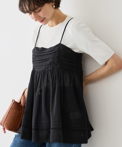 ROPE' PICNIC（ロペピクニック）の「お着軽シャツシリーズ シアーレイヤードキャミソールブラウス/接触冷感・通気性（シャツ/ブラウス・レディース・ホワイト/ブラック・FREE）」の2枚目の写真