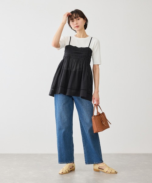 ROPE' PICNIC（ロペピクニック）の「お着軽シャツシリーズ シアーレイヤードキャミソールブラウス/接触冷感・通気性（シャツ/ブラウス・レディース・ホワイト/ブラック・FREE）」の6枚目の写真