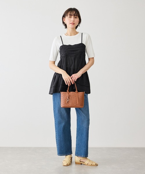 ROPE' PICNIC（ロペピクニック）の「お着軽シャツシリーズ シアーレイヤードキャミソールブラウス/接触冷感・通気性（シャツ/ブラウス・レディース・ホワイト/ブラック・FREE）」の7枚目の写真