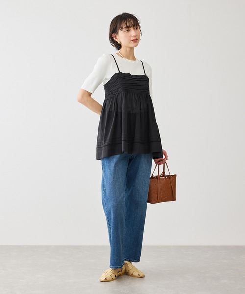 ROPE' PICNIC（ロペピクニック）の「お着軽シャツシリーズ シアーレイヤードキャミソールブラウス/接触冷感・通気性（シャツ/ブラウス・レディース・ホワイト/ブラック・FREE）」の8枚目の写真