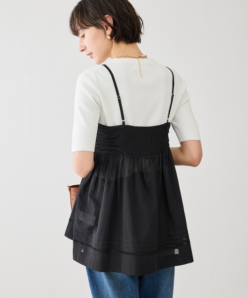 ROPE' PICNIC（ロペピクニック）の「お着軽シャツシリーズ シアーレイヤードキャミソールブラウス/接触冷感・通気性（シャツ/ブラウス・レディース・ホワイト/ブラック・FREE）」の10枚目の写真