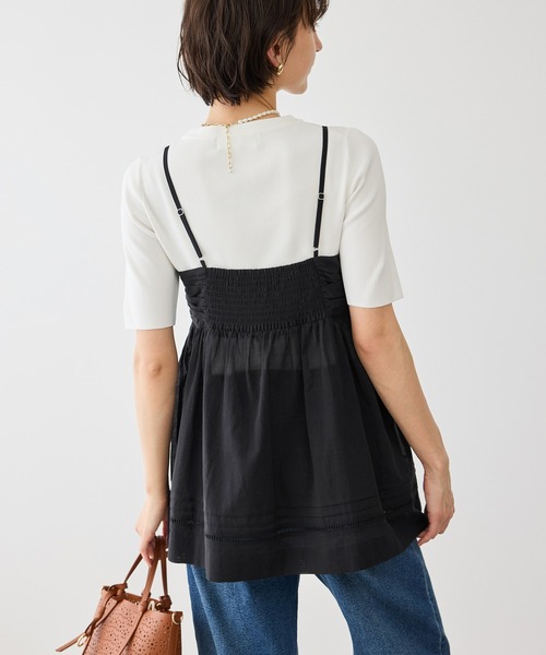 ROPE' PICNIC（ロペピクニック）の「お着軽シャツシリーズ シアーレイヤードキャミソールブラウス/接触冷感・通気性（シャツ/ブラウス・レディース・ホワイト/ブラック・FREE）」の11枚目の写真