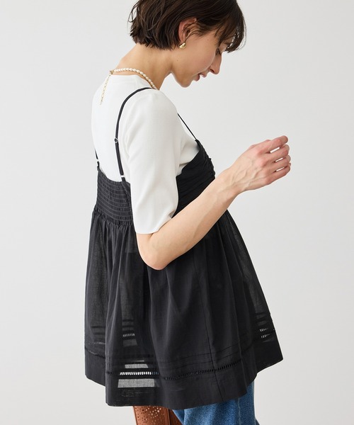 ROPE' PICNIC（ロペピクニック）の「お着軽シャツシリーズ シアーレイヤードキャミソールブラウス/接触冷感・通気性（シャツ/ブラウス・レディース・ホワイト/ブラック・FREE）」の12枚目の写真