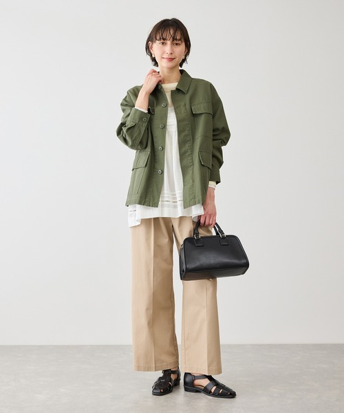 ROPE' PICNIC（ロペピクニック）の「お着軽シャツシリーズ シアーレイヤードキャミソールブラウス/接触冷感・通気性（シャツ/ブラウス・レディース・ホワイト/ブラック・FREE）」の14枚目の写真