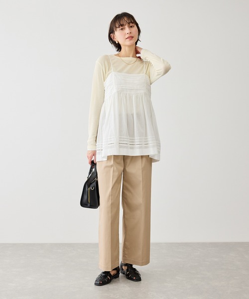 ROPE' PICNIC（ロペピクニック）の「お着軽シャツシリーズ シアーレイヤードキャミソールブラウス/接触冷感・通気性（シャツ/ブラウス・レディース・ホワイト/ブラック・FREE）」の16枚目の写真