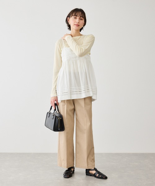 ROPE' PICNIC（ロペピクニック）の「お着軽シャツシリーズ シアーレイヤードキャミソールブラウス/接触冷感・通気性（シャツ/ブラウス・レディース・ホワイト/ブラック・FREE）」の17枚目の写真