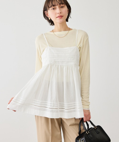 ROPE' PICNIC（ロペピクニック）の「お着軽シャツシリーズ シアーレイヤードキャミソールブラウス/接触冷感・通気性（シャツ/ブラウス・レディース・ホワイト/ブラック・FREE）」の18枚目の写真