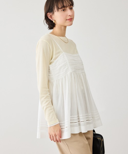 ROPE' PICNIC（ロペピクニック）の「お着軽シャツシリーズ シアーレイヤードキャミソールブラウス/接触冷感・通気性（シャツ/ブラウス・レディース・ホワイト/ブラック・FREE）」の20枚目の写真