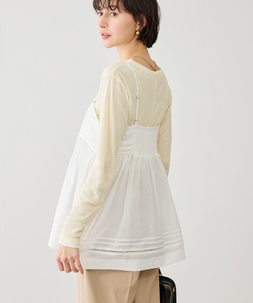 ROPE' PICNIC（ロペピクニック）の「お着軽シャツシリーズ シアーレイヤードキャミソールブラウス/接触冷感・通気性（シャツ/ブラウス・レディース・ホワイト/ブラック・FREE）」の21枚目の写真
