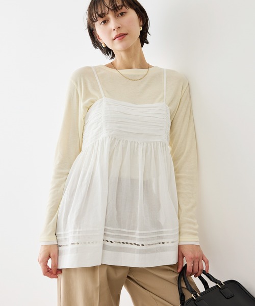 ROPE' PICNIC（ロペピクニック）の「お着軽シャツシリーズ シアーレイヤードキャミソールブラウス/接触冷感・通気性（シャツ/ブラウス・レディース・ホワイト/ブラック・FREE）」の22枚目の写真