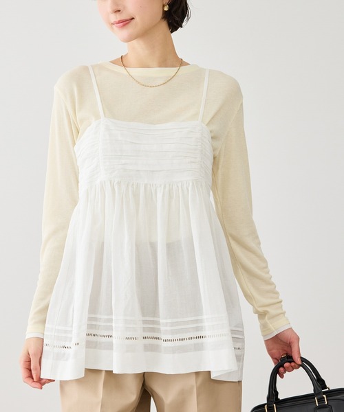 ROPE' PICNIC（ロペピクニック）の「お着軽シャツシリーズ シアーレイヤードキャミソールブラウス/接触冷感・通気性（シャツ/ブラウス・レディース・ホワイト/ブラック・FREE）」の19枚目の写真