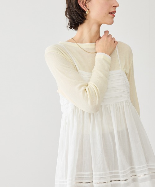 ROPE' PICNIC（ロペピクニック）の「お着軽シャツシリーズ シアーレイヤードキャミソールブラウス/接触冷感・通気性（シャツ/ブラウス・レディース・ホワイト/ブラック・FREE）」の4枚目の写真