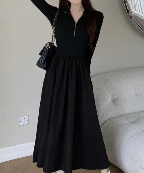SallyLunn(サリーラン)の「ハーフジップ フィットフレアワンピース(ワンピース・レディース・ブラック・X-LARGE/MEDIUM/LARGE)」の7枚目の写真