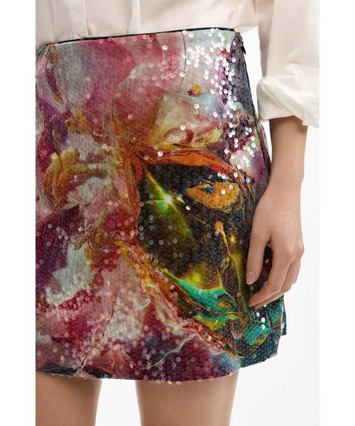 Desigual（デシグアル）の「ギャラクシーフラワースパンコールミニスカート（スカート・レディース・レッド・XS/L/XL/S/M）」の2枚目の写真