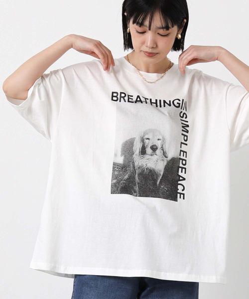 CHIGNON(シニヨン)の「アニマルフォトDOG_T(Tシャツ/カットソー・レディース・ホワイト・FREE)」の1枚目の写真