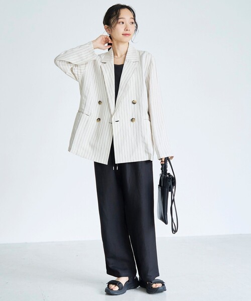 coen（コーエン）の「【接触冷感】リネンレーヨン ワイドストレートパンツ（WEB限定サイズあり/インフルエンサー紹介アイテム）（その他パンツ・レディース・その他1/ダークブラウン/オリーブ/ブラック・XL/L/M/S）」の5枚目の写真
