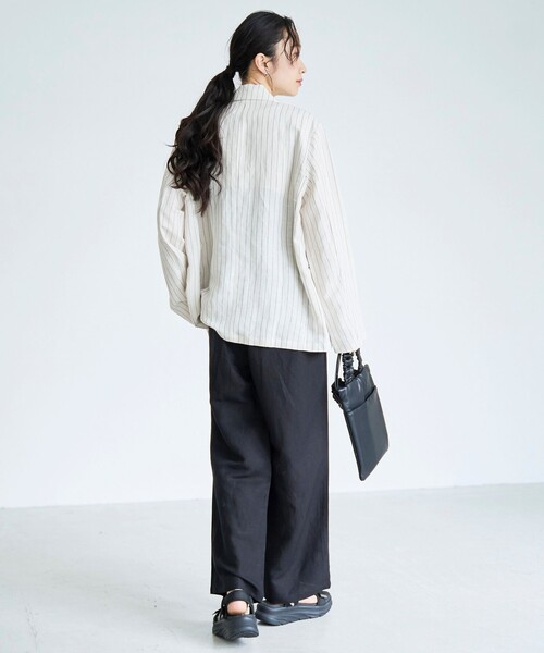 coen（コーエン）の「【接触冷感】リネンレーヨン ワイドストレートパンツ（WEB限定サイズあり/インフルエンサー紹介アイテム）（その他パンツ・レディース・その他1/ダークブラウン/オリーブ/ブラック・XL/L/M/S）」の6枚目の写真