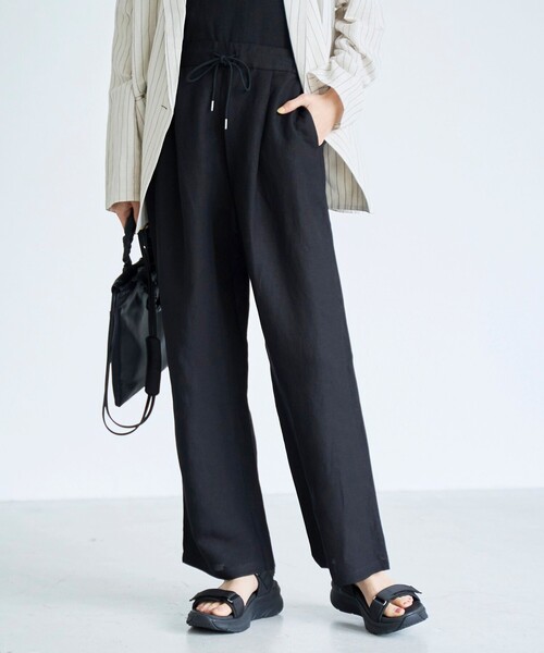 coen（コーエン）の「【接触冷感】リネンレーヨン ワイドストレートパンツ（WEB限定サイズあり/インフルエンサー紹介アイテム）（その他パンツ・レディース・その他1/ダークブラウン/オリーブ/ブラック・XL/L/M/S）」の7枚目の写真