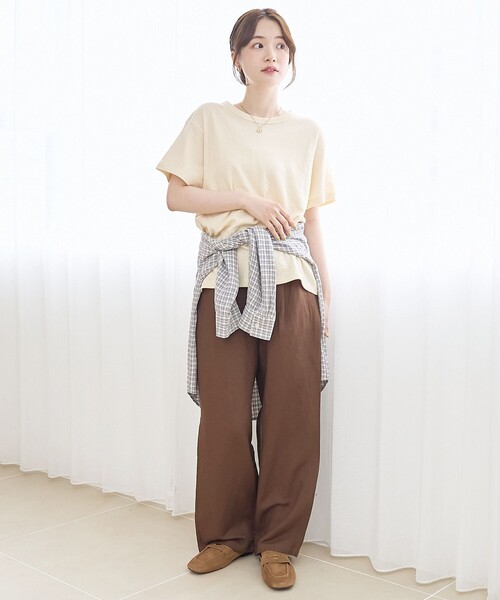 coen（コーエン）の「【接触冷感】リネンレーヨン ワイドストレートパンツ（WEB限定サイズあり/インフルエンサー紹介アイテム）（その他パンツ・レディース・その他1/ダークブラウン/オリーブ/ブラック・XL/L/M/S）」の11枚目の写真