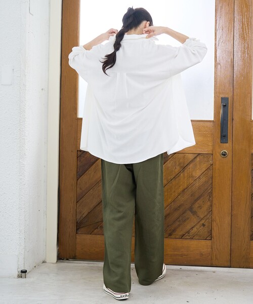 coen（コーエン）の「【接触冷感】リネンレーヨン ワイドストレートパンツ（WEB限定サイズあり/インフルエンサー紹介アイテム）（その他パンツ・レディース・その他1/ダークブラウン/オリーブ/ブラック・XL/L/M/S）」の18枚目の写真