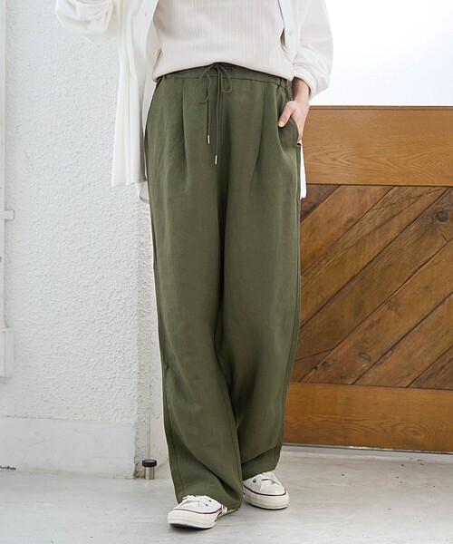 coen（コーエン）の「【接触冷感】リネンレーヨン ワイドストレートパンツ（WEB限定サイズあり/インフルエンサー紹介アイテム）（その他パンツ・レディース・その他1/ダークブラウン/オリーブ/ブラック・XL/L/M/S）」の19枚目の写真