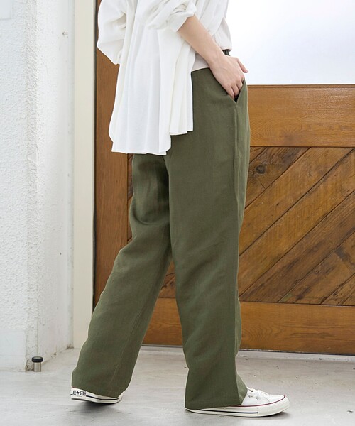 coen（コーエン）の「【接触冷感】リネンレーヨン ワイドストレートパンツ（WEB限定サイズあり/インフルエンサー紹介アイテム）（その他パンツ・レディース・その他1/ダークブラウン/オリーブ/ブラック・XL/L/M/S）」の21枚目の写真
