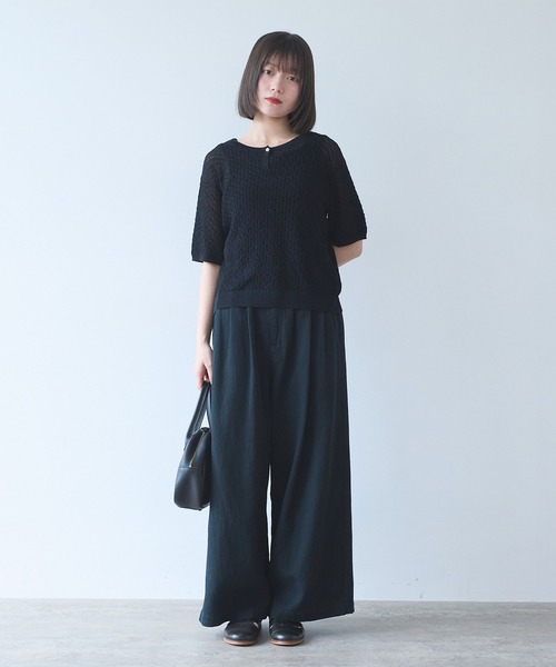 bulle de savon(ビュルデサボン)の「△コットンツイル二重織 ワイドパンツ(その他パンツ・レディース・ベージュ/グレー/ブラック・FREE)」の14枚目の写真