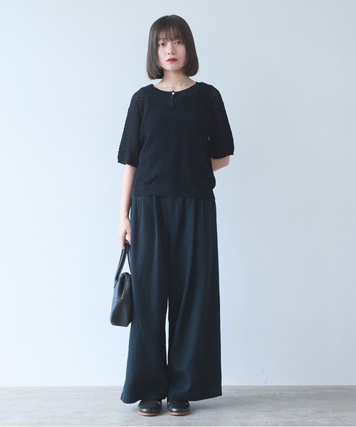 bulle de savon(ビュルデサボン)の「△コットンツイル二重織 ワイドパンツ(その他パンツ・レディース・ベージュ/グレー/ブラック・FREE)」の12枚目の写真