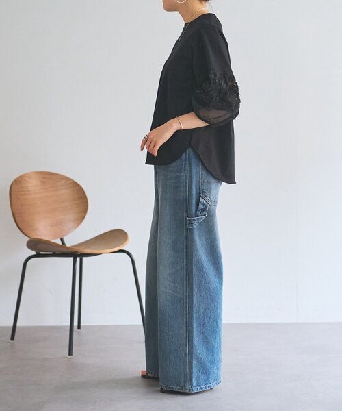 BEARDSLEY（ビアズリー）の「フリル刺繍ドッキングプルオーバー（Tシャツ/カットソー・レディース・ブラック/ホワイト・FREE）」の3枚目の写真