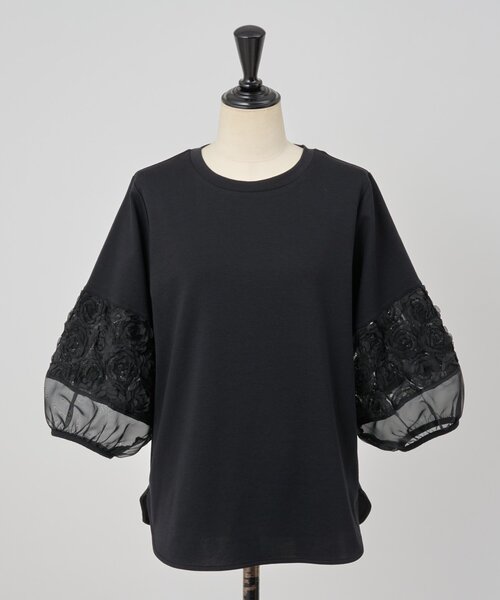 BEARDSLEY（ビアズリー）の「フリル刺繍ドッキングプルオーバー（Tシャツ/カットソー・レディース・ブラック/ホワイト・FREE）」の5枚目の写真