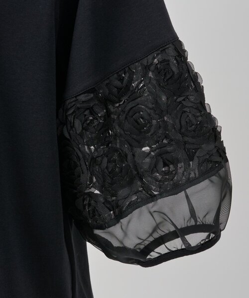 BEARDSLEY（ビアズリー）の「フリル刺繍ドッキングプルオーバー（Tシャツ/カットソー・レディース・ブラック/ホワイト・FREE）」の6枚目の写真