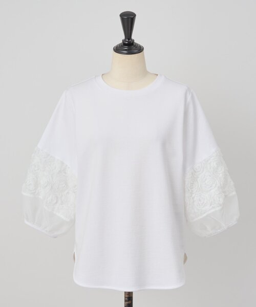 BEARDSLEY（ビアズリー）の「フリル刺繍ドッキングプルオーバー（Tシャツ/カットソー・レディース・ブラック/ホワイト・FREE）」の8枚目の写真