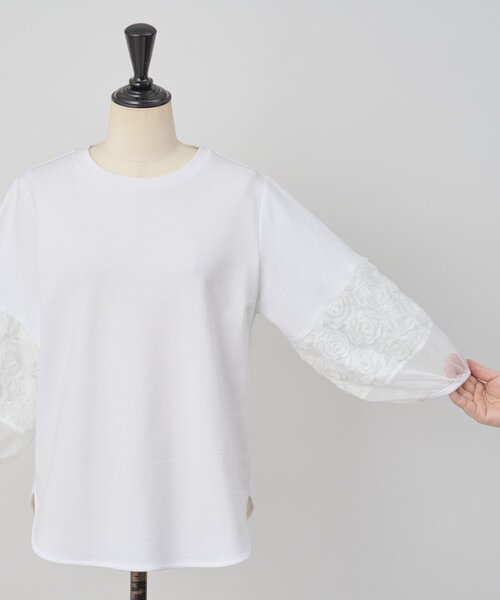 BEARDSLEY（ビアズリー）の「フリル刺繍ドッキングプルオーバー（Tシャツ/カットソー・レディース・ブラック/ホワイト・FREE）」の9枚目の写真