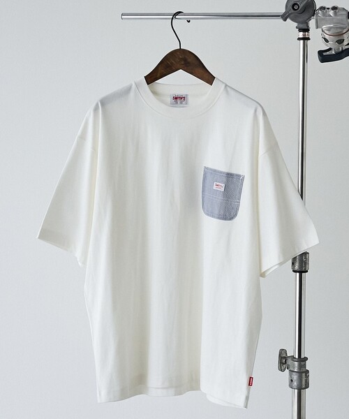 SMITH'S(スミス)の「<父の日ギフトにもおすすめ>SMITH'S(スミス)別注ポケット切替えTシャツ(Tシャツ/カットソー・メンズ・ブラック/ダークグリーン/ホワイト/ライトグレー/ワインレッド/ネイビー・S/L/XL/M)」の1枚目の写真