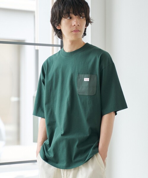 SMITH'S(スミス)の「<父の日ギフトにもおすすめ>SMITH'S(スミス)別注ポケット切替えTシャツ(Tシャツ/カットソー・メンズ・ブラック/ダークグリーン/ホワイト/ライトグレー/ワインレッド/ネイビー・S/L/XL/M)」の4枚目の写真